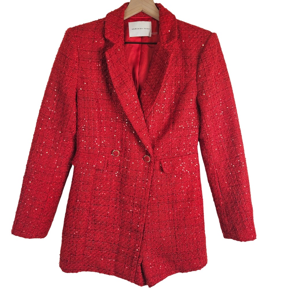 Women's Red Tweed Blazer by Balmain